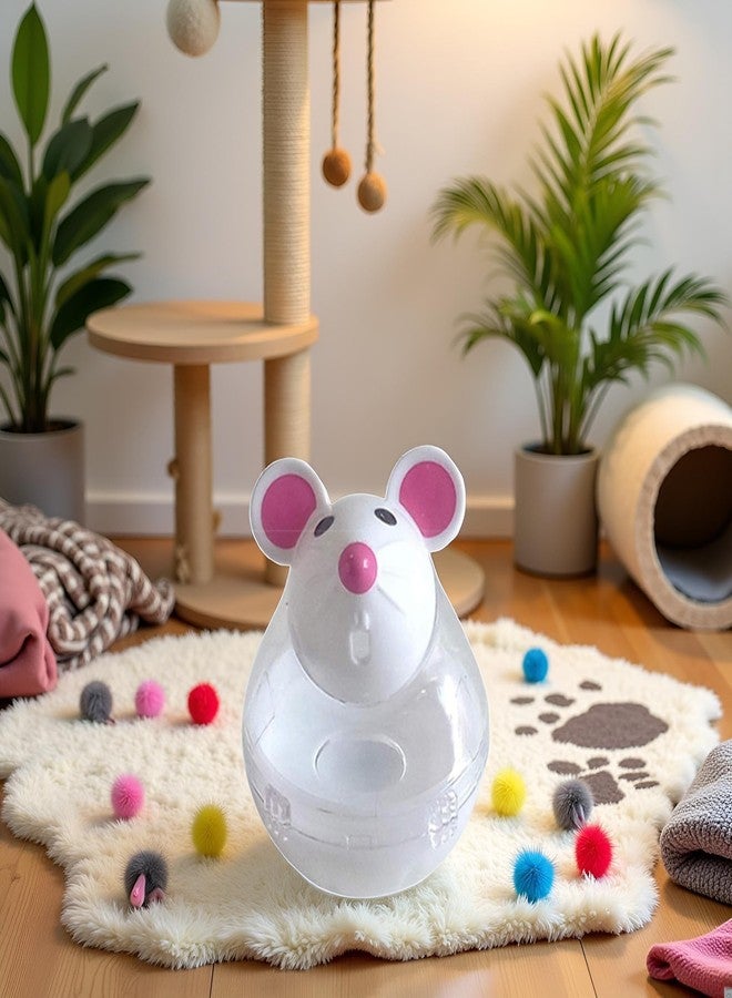 Bwexxt White Interactive Toys for Cats, Cat Food Balls Slow Feeder Mice Shaped Tumbler, Pet Kitten Mouse Shape, Food Storage Dispenser, Feeder, for Indoor and Kitten Exercise - Image 3